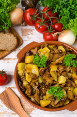 Fried mushrooms with potatoes
