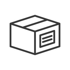close box and label, shipping and logistic icon, outline design pixel perfect