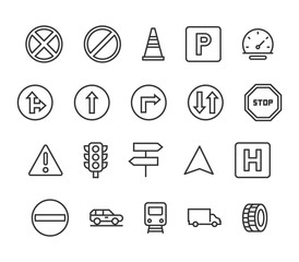 Simple Set of Car Features Related Vector Line Icons. Contains such Icons as Car Price Tag, Specifications, Fuel, Transmission Type and more. Editable Stroke. 48x48 Pixel Perfect.