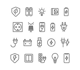 Simple Set of Eco Related Vector Line Icons. Contains such Icons as Electric Car, Global Warming, Forest, Organic Farming and more. Editable Stroke. 48x48 Pixel Perfect