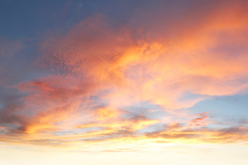 Sunset or sunrise orange clouds sky