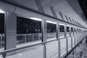 Empty pedestrian transition over busy street