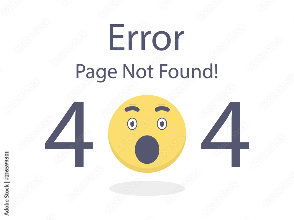 Fototapete 404 error page not found wow emoji isolated in white background vector