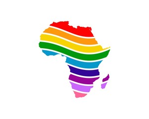 africa swoosh silhouette rainbow map
