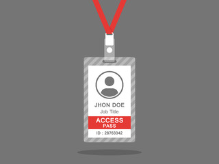 Flat ID Card Badge Office Icon Vector