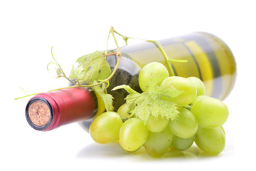 A bottle of wine on a white background