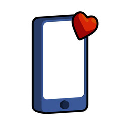 Digital Online Dating Mobile Phone App with Red Heart on Isolated White Background - 3D Illustration