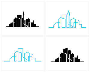 Set of Modern line art City logo template