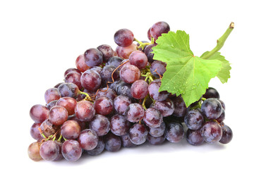 Bunch of grapes on a white background
