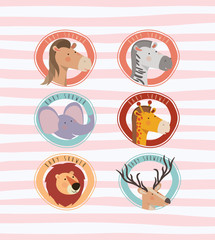Fototapeta na wymiar baby shower card with cute animals vector illustration design