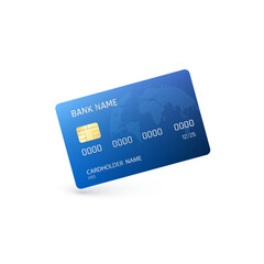 Blue Credit Card.  Template of credit card. Vector illustration isolated on white background