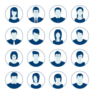 User account avatar. User portrait  icon set. Businessman portrait silhouette. Default Avatar Profile Icon Set. Man and Woman User Image. Vector illustration