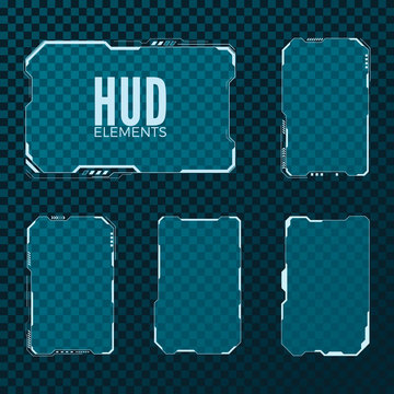 Abstract hi tech sci fi futuristic template design layout. HUD element set. Vector illustration isolated on transparent background
