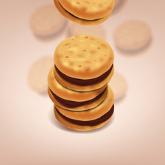 Chocolate cookies illustration, graphic concept for your design