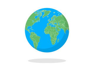 Earth globes isolated on white background. Flat planet Earth icon Vector