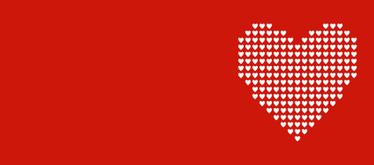 Herz Icon aus kleinen Herzen auf rotem Hintergrund