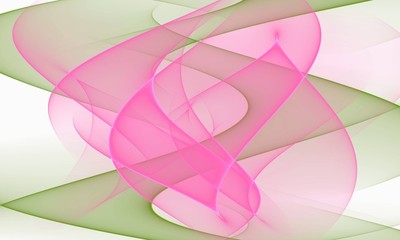 Digital fractal 3D design.Light and transparent fractal of abstract form in pink and green tones.