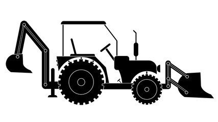 Tractor grader bulldozer silhouette vector eps 10