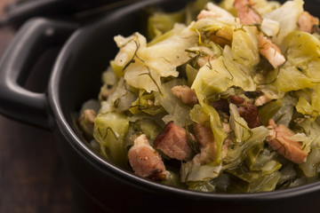 Stew of white cabbage and bacon