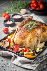 Baked whole chicken