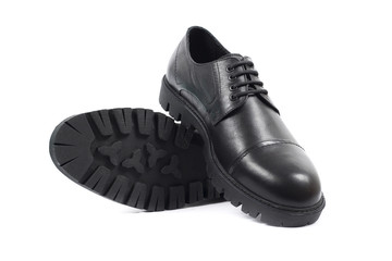Black men's shoes on white background