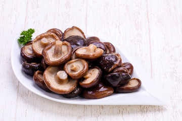 Pickled mushrooms in the bowl