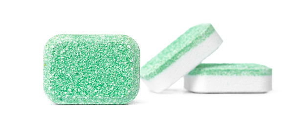 Dishwasher tablets on a white background isolate