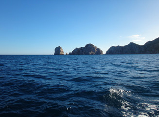 Fototapeta na wymiar Scene of Cabo San Lucas from a cruise ship. Baja California, Mexico.