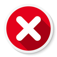 Cross mark icon, button. Flat round X symbol sticker.
