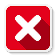 Obraz premium Cross mark icon, button. Flat square X symbol sticker.