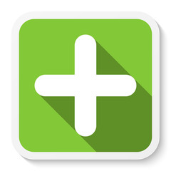Obraz premium Plus sign icon, button. Flat square positive symbol sticker.