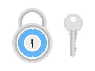 Padlock And Key Icon Illustration Vector