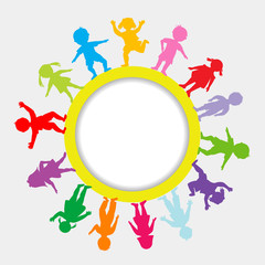 Round frame with doodle children
