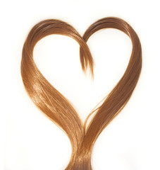 brown hair with heart shape isolated