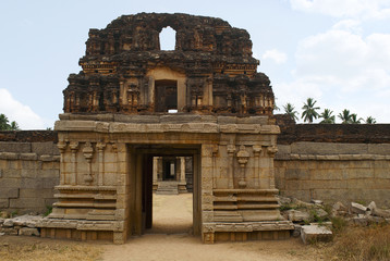 Fototapeta na wymiar West side gopura, Achyuta Raya Temple, Hampi, Karnataka. Sacred Center