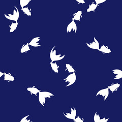 和柄,泳ぐ金魚,