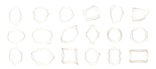 Gold collection of geometric frame. Decorative element for logo, branding, card, invitation.