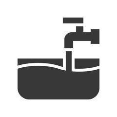 faucet filled water to basin, cleaning service related icon set, glyph design