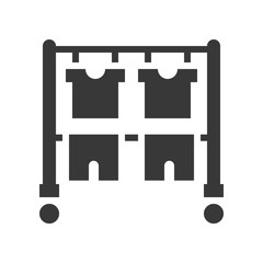 hang dry clothes on clothes horse, cleaning service related icon set, glyph design