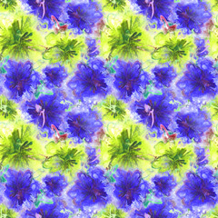 Floral Watercolor Pattern. Summer Vintage Flower Print. Modern Dress Design. Bud Repeating Wallpaper Design. Meadow Flowers Illustration. Spring Illustration for Textile. Exotic Flower. Hibiscus.