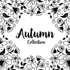 Autumn card floral frame background design vector illustration