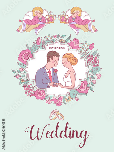 Happy Weddings Vector Illustration Wedding Ceremony Wedding In