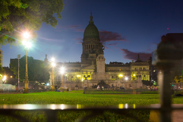 Fototapeta na wymiar Palace of National Congress in evening