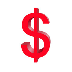 American dollar icon sign. Red USA dollar symbol on white background. Vector illustration