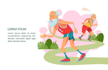 Elderly pensioners engaged in sports. Vector illustration.