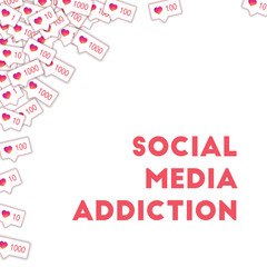 Social media icons. Social media addiction concept. Falling gradient like counter. Extra abstract le