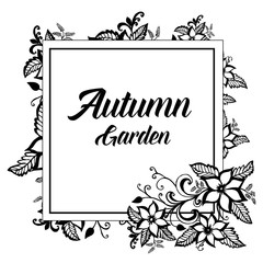 Card of autumn garden with flower template vector illustration