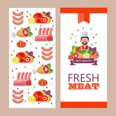 Fresh meat. Vector illustration. Environmentally friendly product. Farm products.