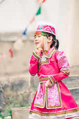 A girl in a Mongolia dress