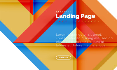 Square shape geometric abstract background, landing page web design template